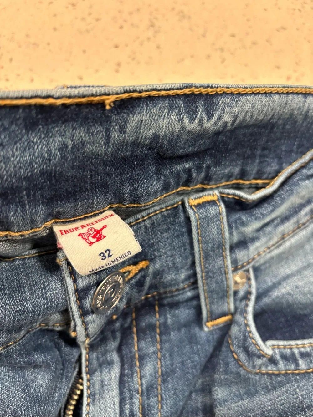 True Religion Men’s Medium Blue relaxed skinny Rocco jeans